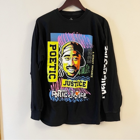 Tupac Poetic Justice Graphic tee 1993 A Street Romance Size Large Long Sleeves - Picture 1 of 6